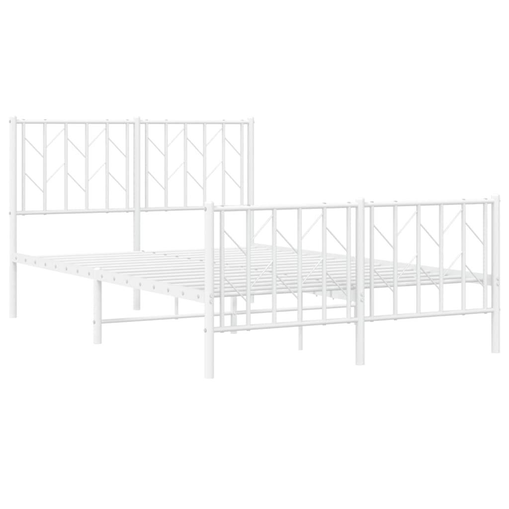 vidaXL Bettgestell mit Kopf- und Fußteil Metall Weiß 120x200 cm
