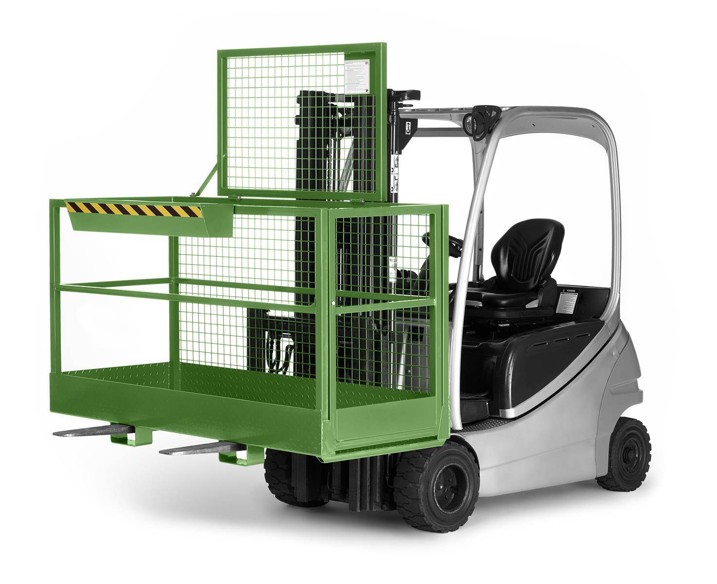 Arbeitskorb BIG für Gabelstapler, extra breit, pulverbeschichtet, 800 x 2000 mm, 300 kg, grün