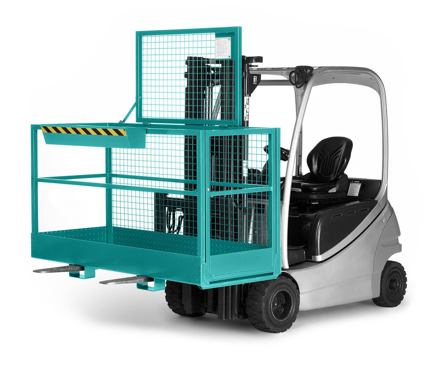 Arbeitskorb BIG für Gabelstapler, extra breit, pulverbeschichtet, 800 x 2000 mm, 300 kg, türkis