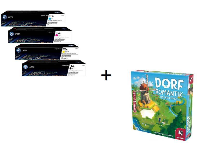 HP Original 117A Toner - 4er Multipack + Spiel des Jahres 2023 - Dorfromantik (cyan, m