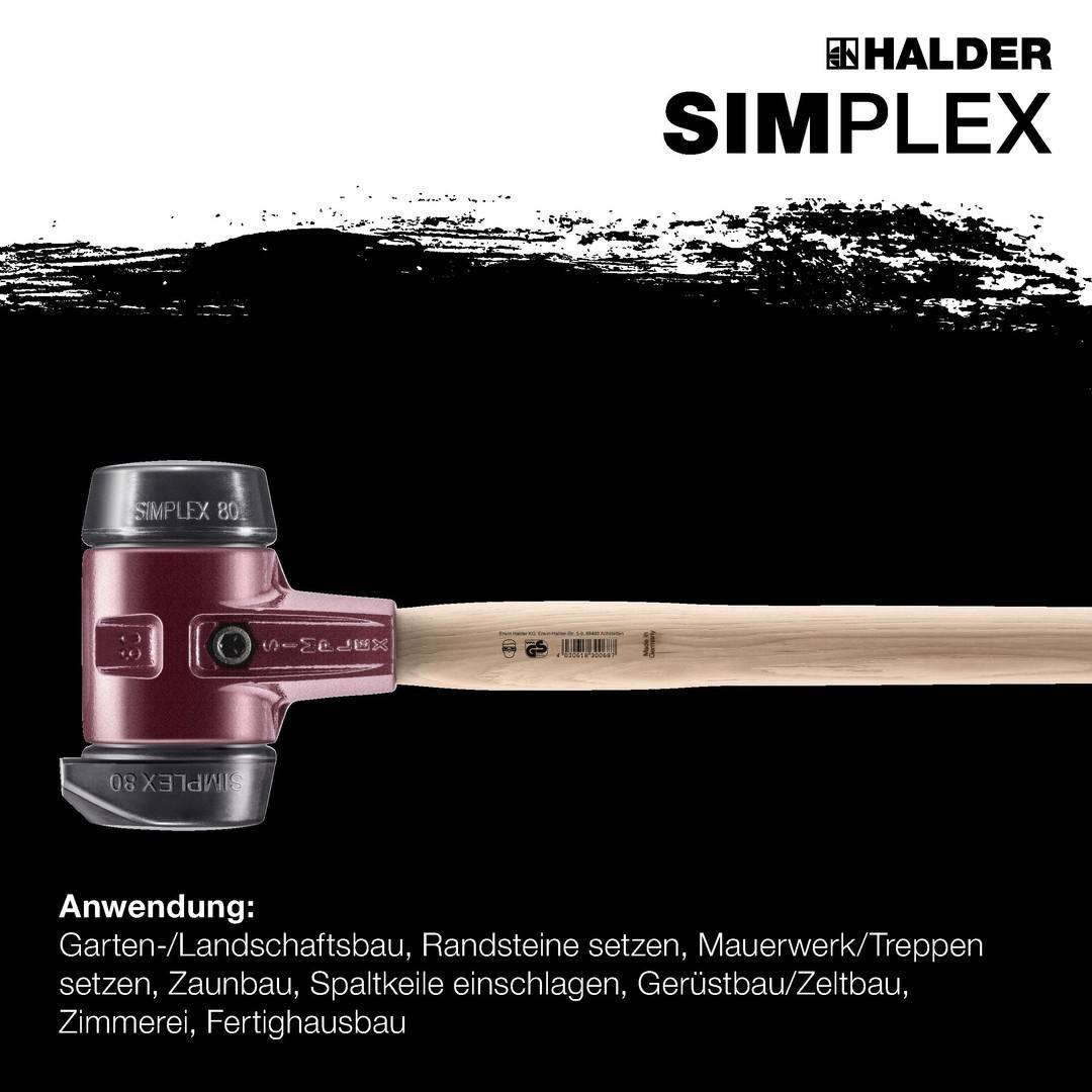 HALDER SIMPLEX Vorschlaghammer Ø 80 mm Gummi mit Standfuß und Termpergussgehäuse