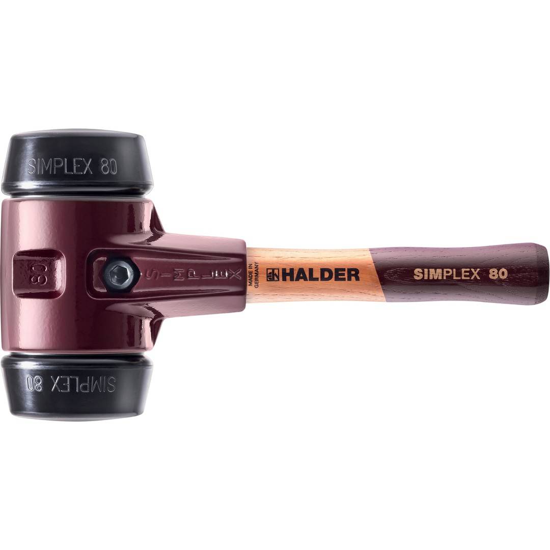 HALDER SIMPLEX Schonhammer Ø 80 mm Gummi mit extra kurzem Stiel und Termpergussgehäuse