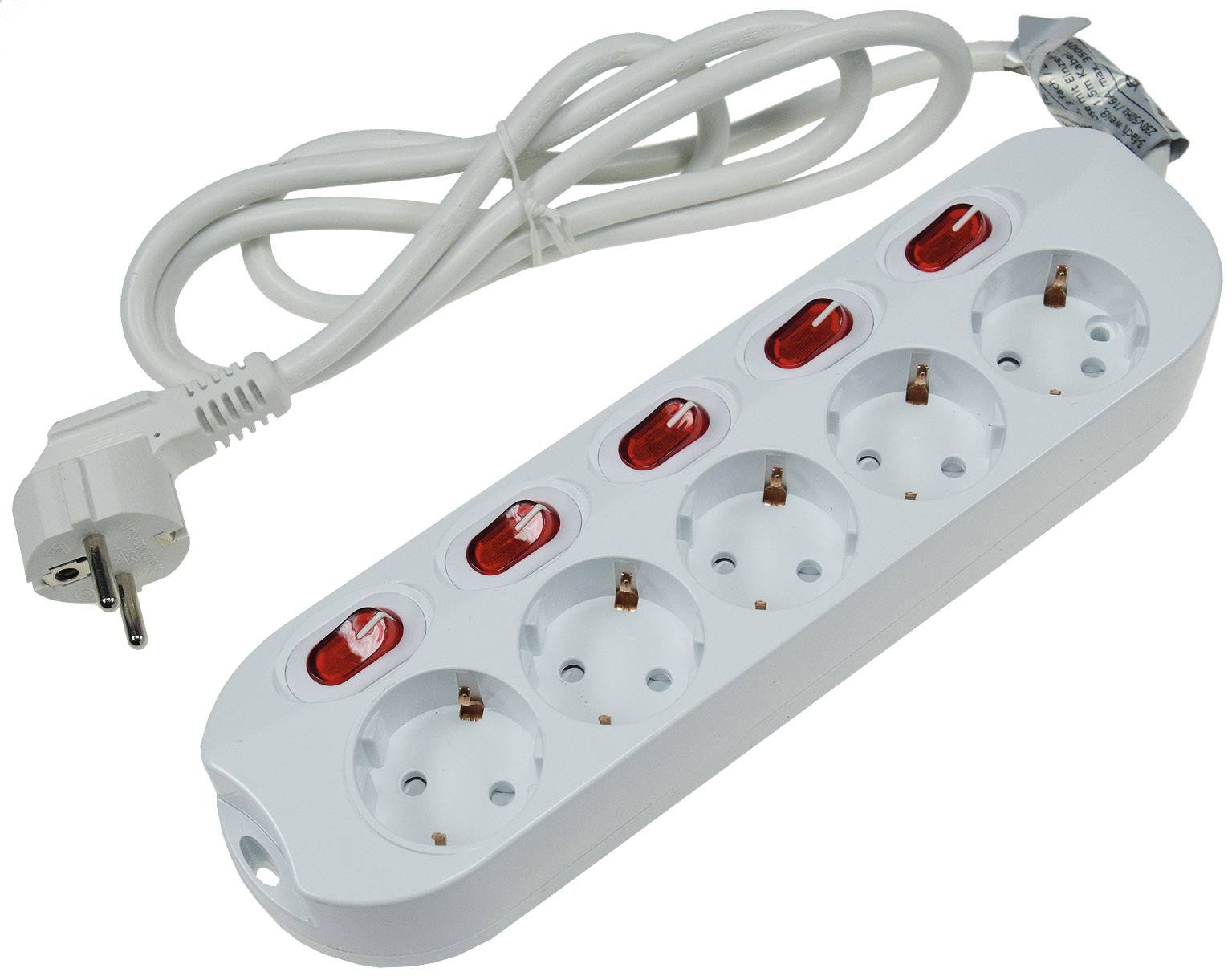 ChiliTec - Tischsteckdose mit Einzelschaltung 5-fach, weiß