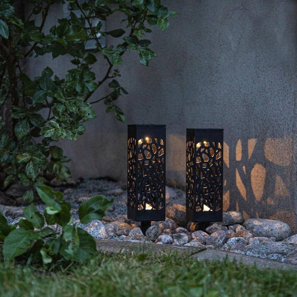 LED Solar Wegeleuchte Izola in Schwarz 2x 0,07W IP44 mit Dämmerungssensor und Erdspieß