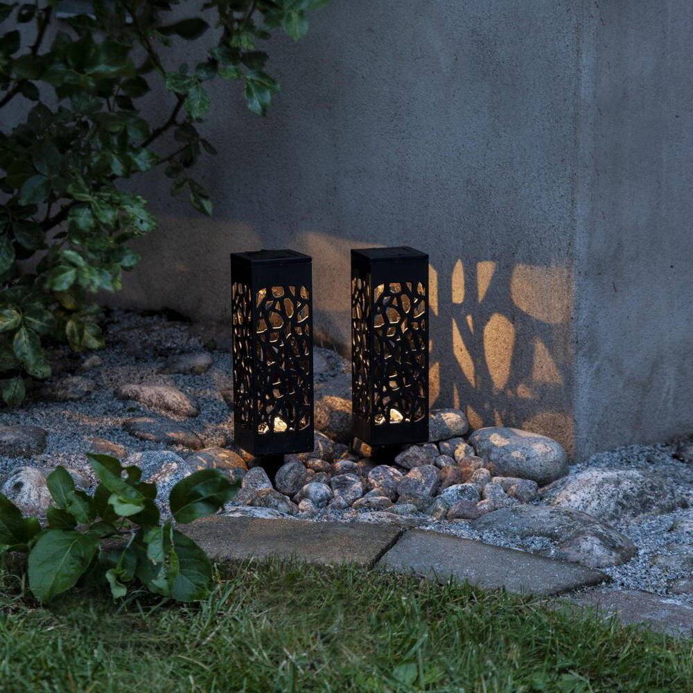 LED Solar Wegeleuchte Izola in Schwarz 2x 0,07W IP44 mit Dämmerungssensor und Erdspieß