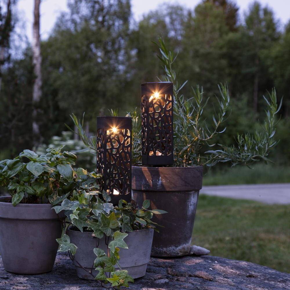 LED Solar Wegeleuchte Izola in Schwarz 2x 0,07W IP44 mit Dämmerungssensor und Erdspieß