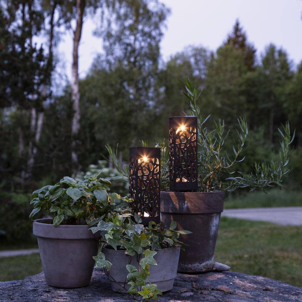 LED Solar Wegeleuchte Izola in Schwarz 2x 0,07W IP44 mit Dämmerungssensor und Erdspieß