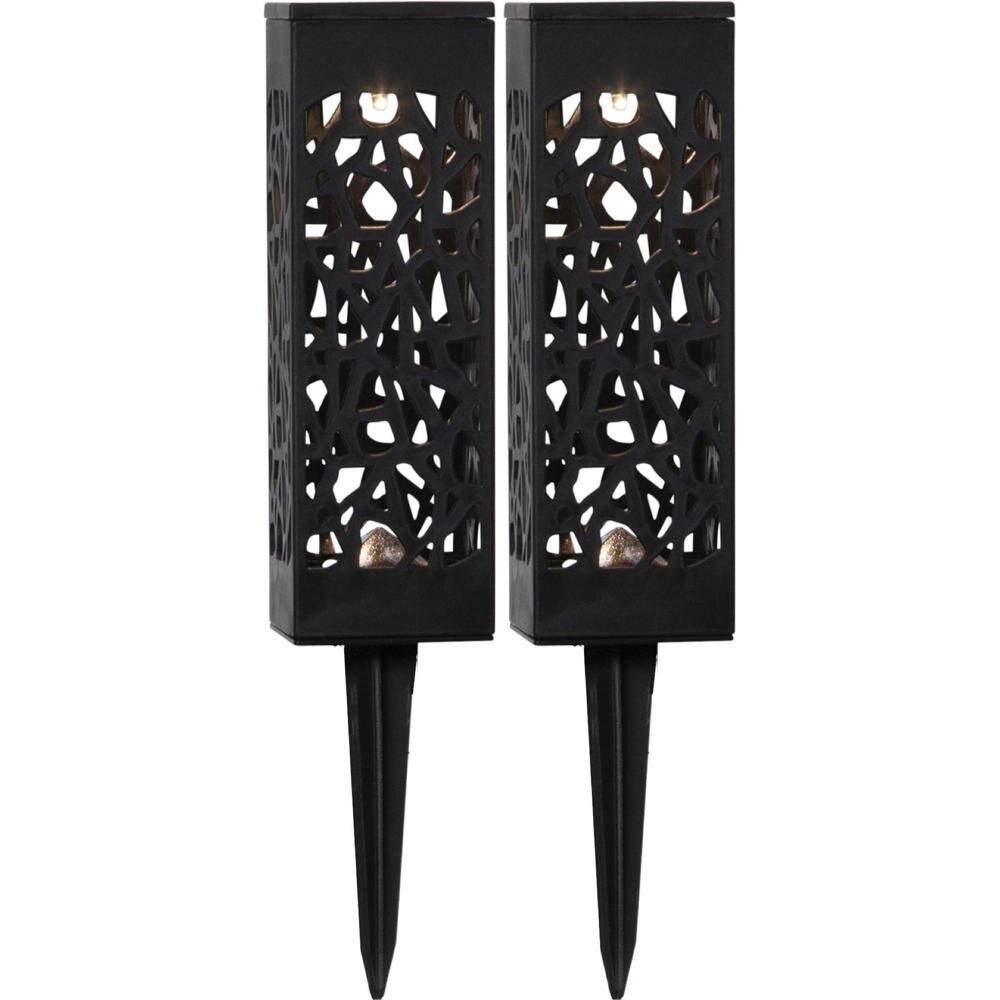 LED Solar Wegeleuchte Izola in Schwarz 2x 0,07W IP44 mit Dämmerungssensor und Erdspieß