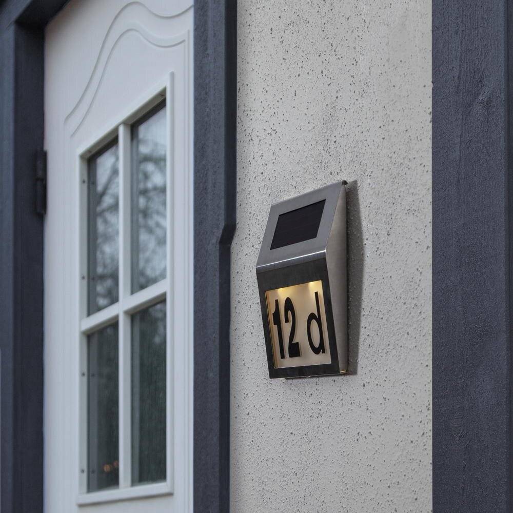 LED Solar Wandleuchte Wally in Silber 0,06W IP44 mit Dämmerungssensor