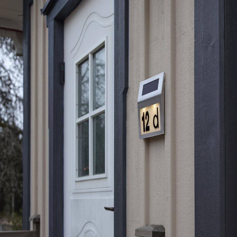 LED Solar Wandleuchte Wally in Silber 0,06W IP44 mit Dämmerungssensor