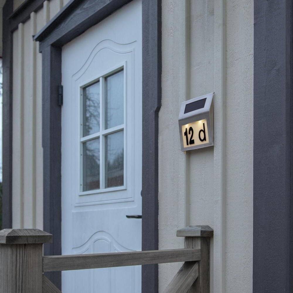 LED Solar Wandleuchte Wally in Silber 0,06W IP44 mit Dämmerungssensor