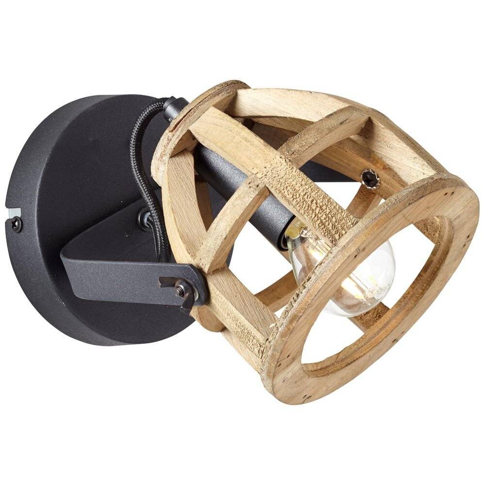 Wandleuchte Matrix Wood in Schwarz und Natur E14