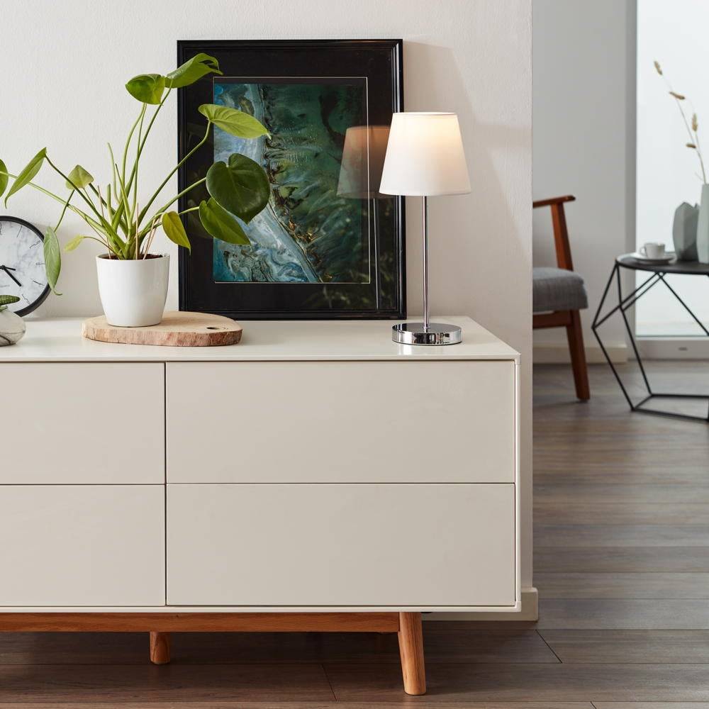 Brilliant Kasha 94874/05 Tischlampe LED E14 40 W Weiß, Chrom