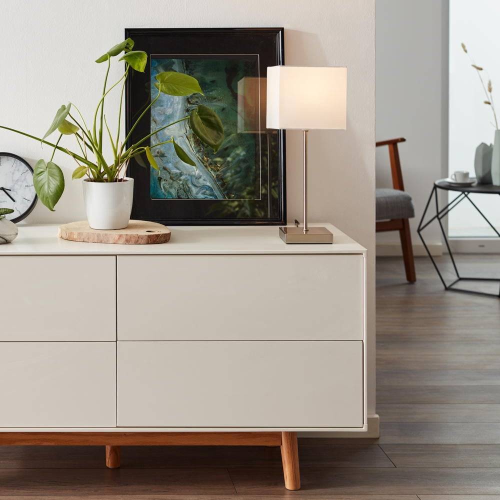 Brilliant Aglae 94873/05 Tischlampe LED E14 40W Weiß, Chrom (satiniert)