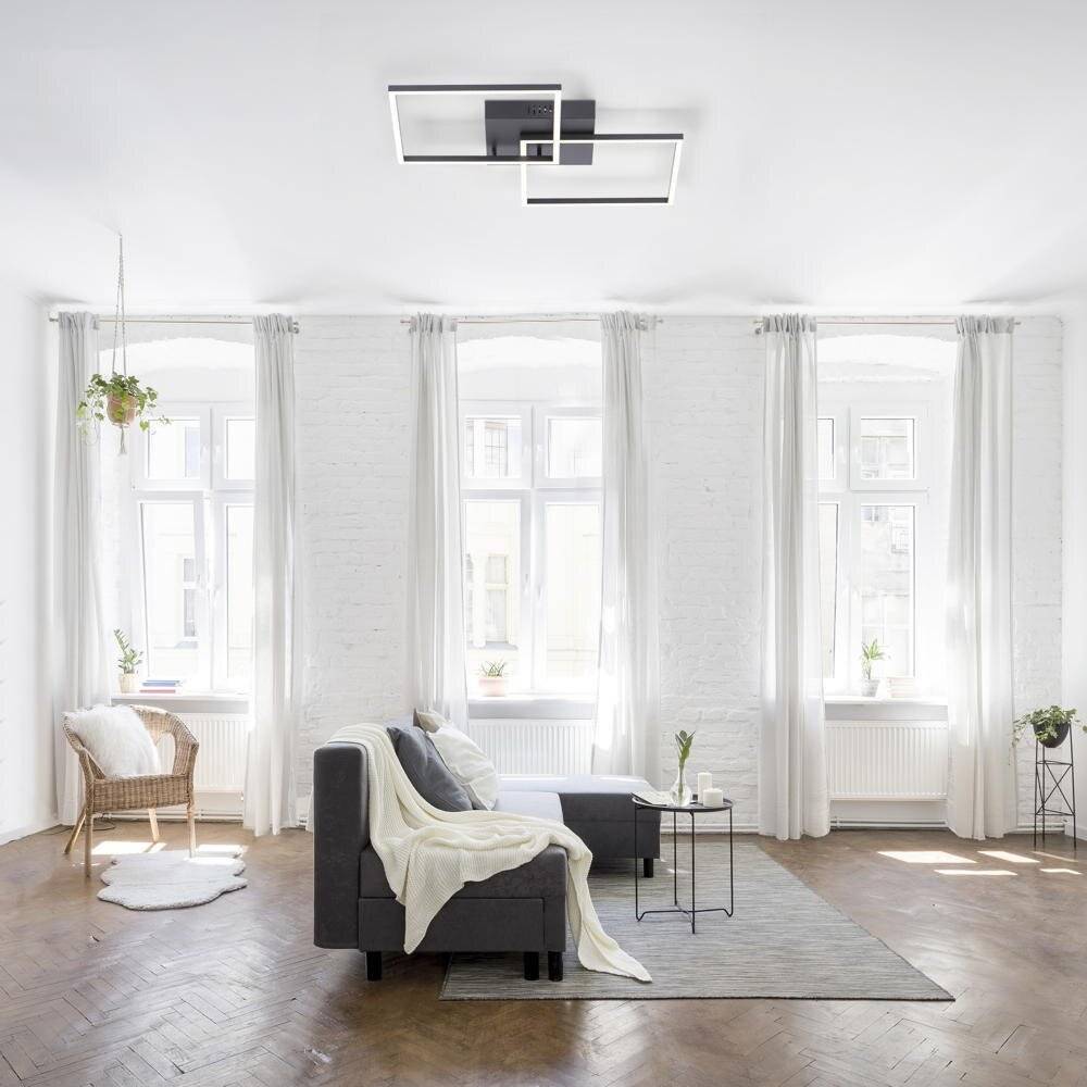 LED Deckenleuchte Iven in Schwarz und Weiß 2x 13,5W 2400lm 530x530mm