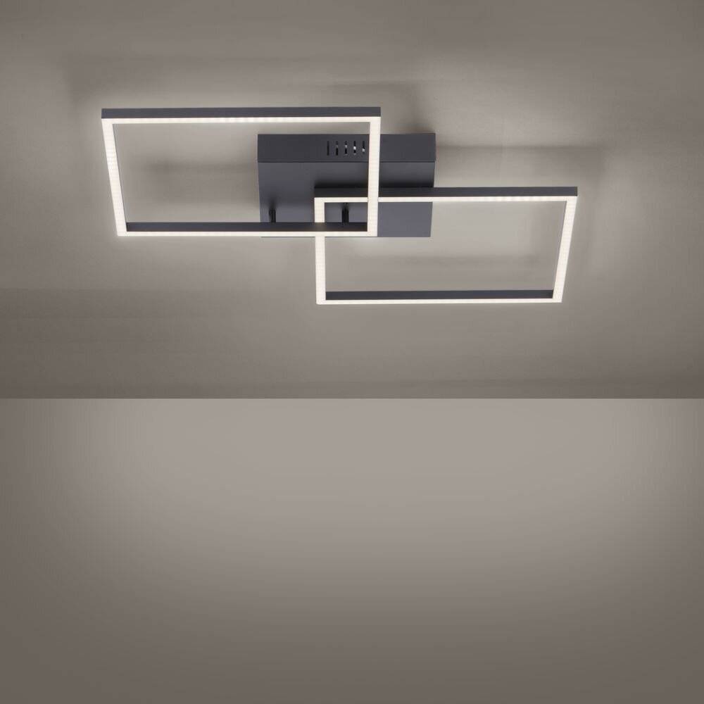 LED Deckenleuchte Iven in Schwarz und Weiß 2x 13,5W 2400lm 530x530mm