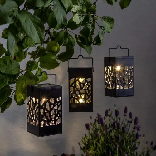 LED Solar Laterne Izola in Schwarz 3x 0,07W 3,6lm IP44 mit Dämmerungssensor LED Solar Laterne Izola in Schwarz 3x 0,07W 3,6lm IP44 mit Dämmerungssensor