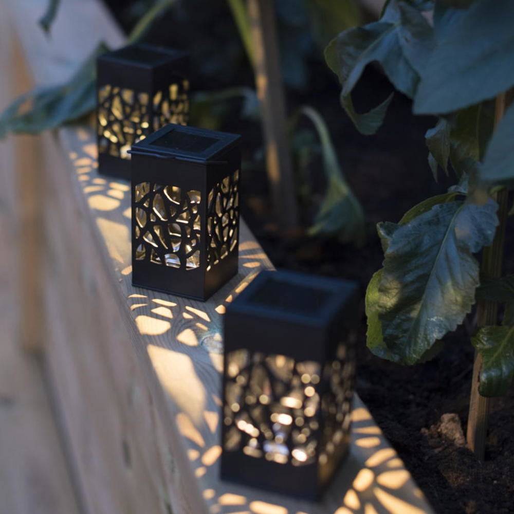 LED Solar Laterne Izola in Schwarz 3x 0,07W 3,6lm IP44 mit Dämmerungssensor