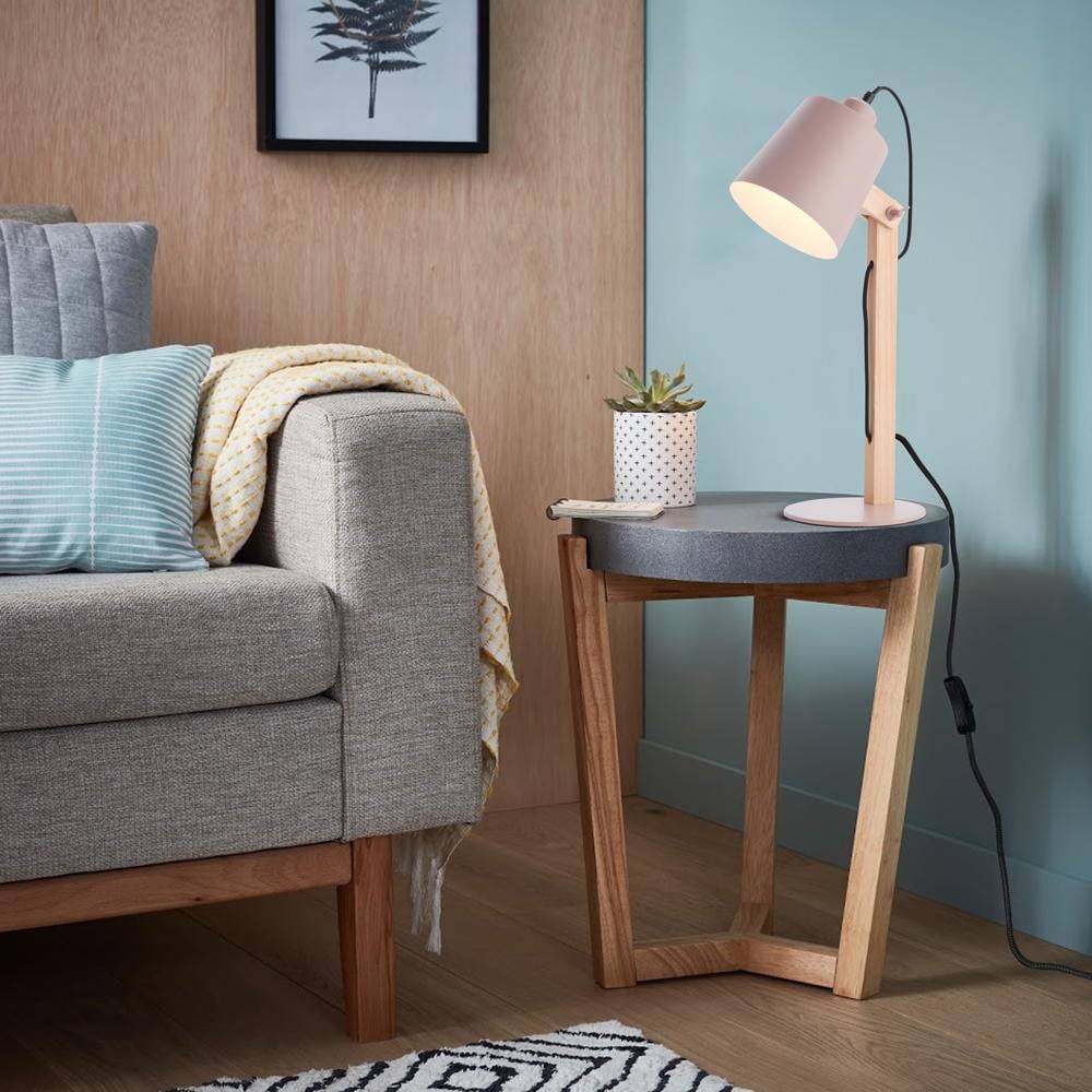 Tischleuchte Swivel in Pink und Natur-hell E27