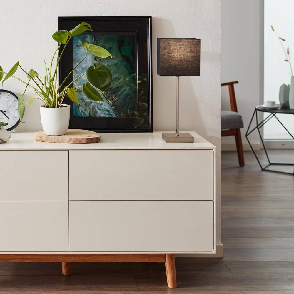 Brilliant Aglae 94873/63 Tischlampe LED E14 40W Charcoal, Chrom (satiniert)