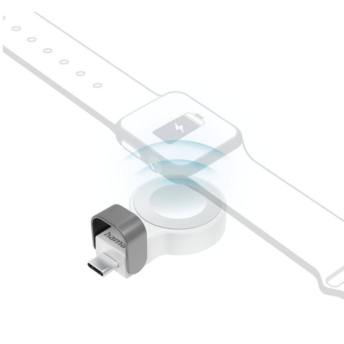 hama 00201699 Apple Watch Ladegerät f. kabelloses Laden, USB-C-Ladestation magnetisch, WS