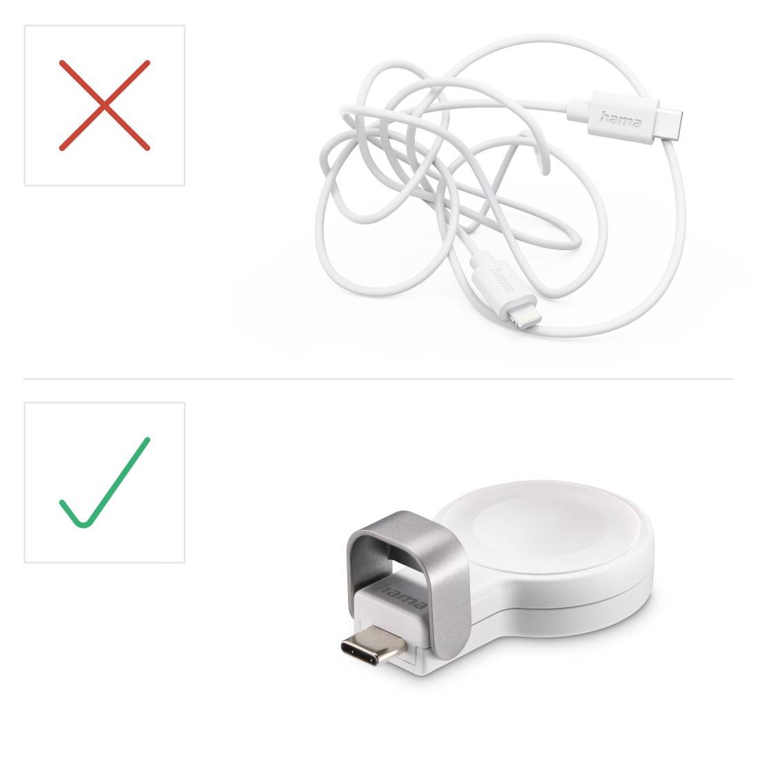 hama 00201699 Apple Watch Ladegerät f. kabelloses Laden, USB-C-Ladestation magnetisch, WS