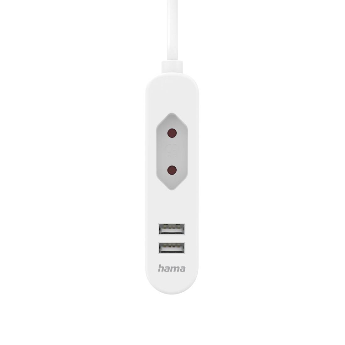 hama 00223202 USB-Netzteil mit 1,9 m langem Kabel und Eurobuchse, 2x USB-A, Weiß