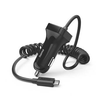 hama 00201609 Auto-Ladegerät mit USB-C-Anschluss, 12 W, 1 m, Schwarz