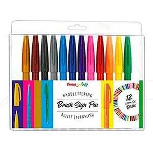 PENTEL - 12 SES15-12 Brush-Pen-Set farbsortiert