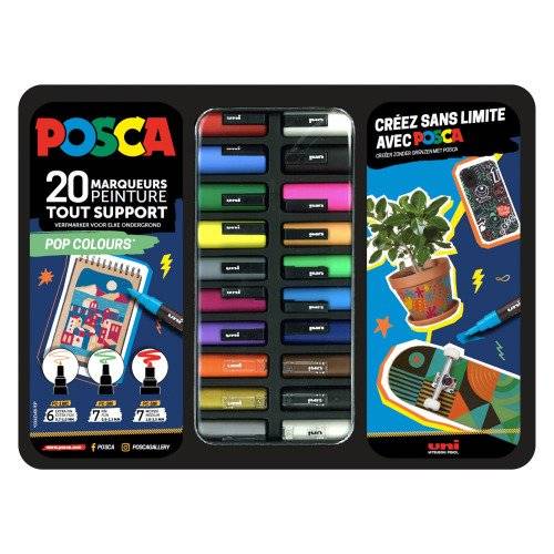 POSCA Pigmentmarker "POP COLOURS", 20er Metallbox
