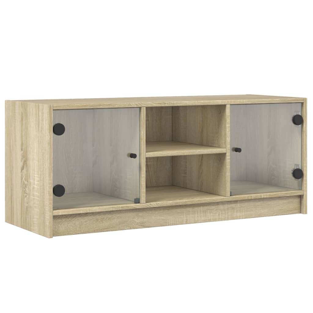 vidaXL TV-Schrank mit Glastüren Sonoma-Eiche 102x37x42 cm