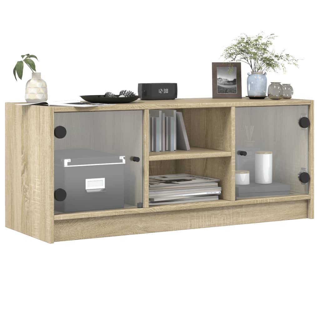 vidaXL TV-Schrank mit Glastüren Sonoma-Eiche 102x37x42 cm