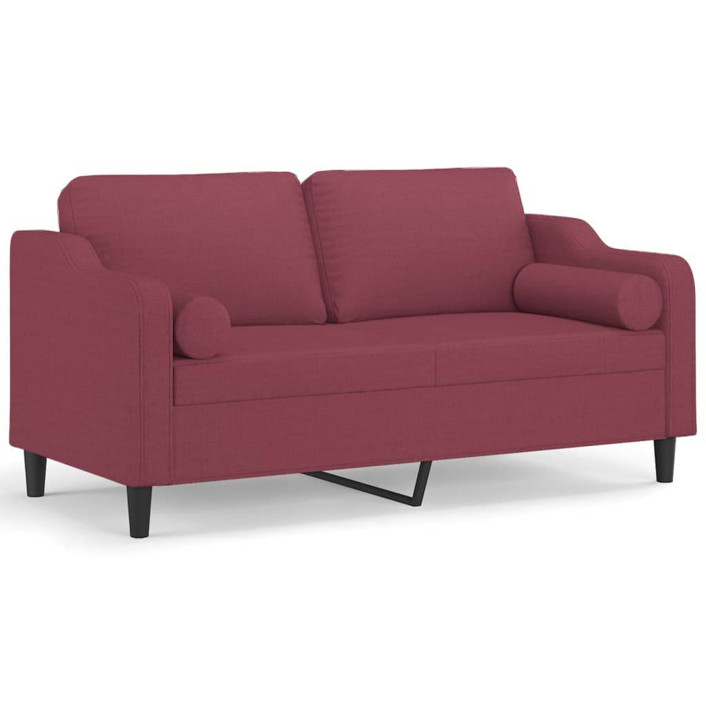 vidaXL 2-Sitzer-Sofa mit Zierkissen Weinrot 140 cm Stoff