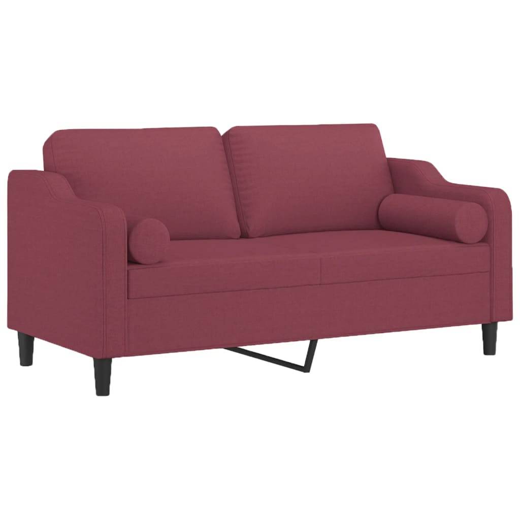 vidaXL 2-Sitzer-Sofa mit Zierkissen Weinrot 140 cm Stoff