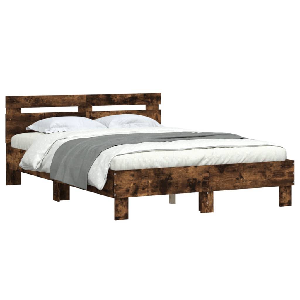 vidaXL Bettgestell mit Kopfteil Räuchereiche 120x190 cm Holzwerkstoff