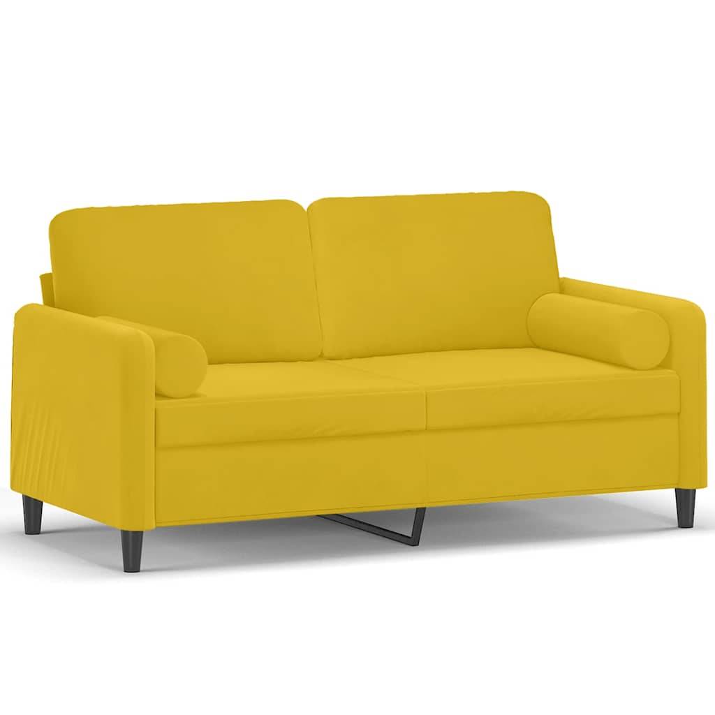 vidaXL 2-Sitzer-Sofa mit Zierkissen Gelb 140 cm Samt