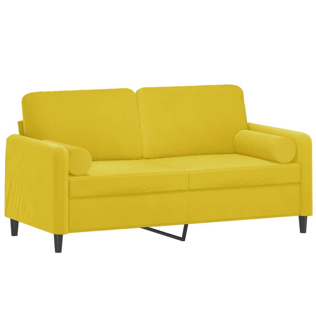 vidaXL 2-Sitzer-Sofa mit Zierkissen Gelb 140 cm Samt