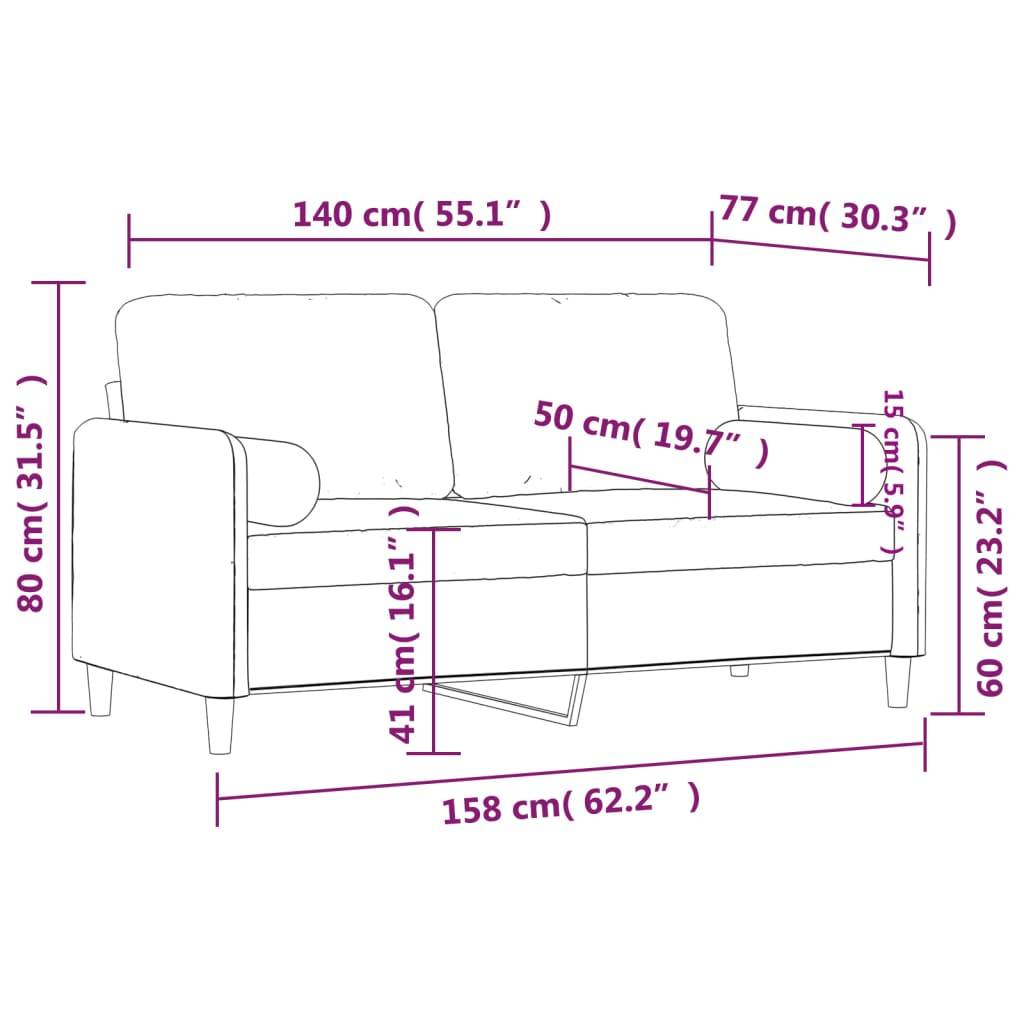 vidaXL 2-Sitzer-Sofa mit Zierkissen Gelb 140 cm Samt