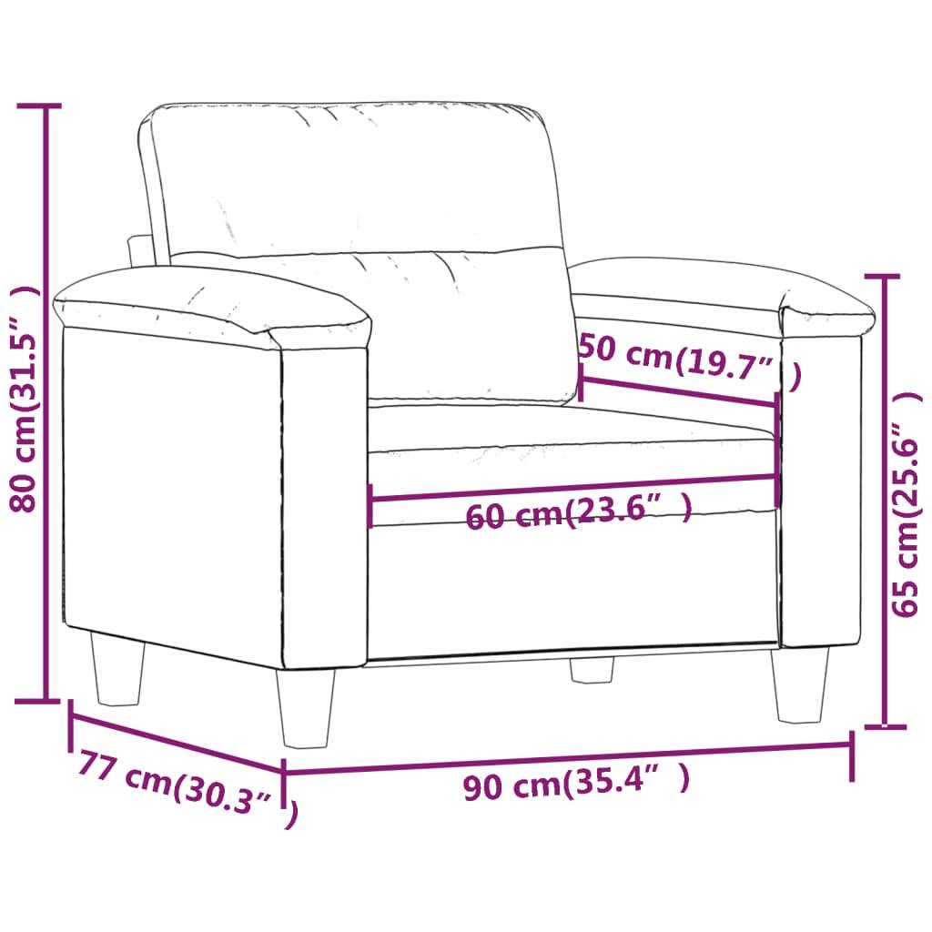 vidaXL Sessel Schwarz 60 cm Mikrofasergewebe