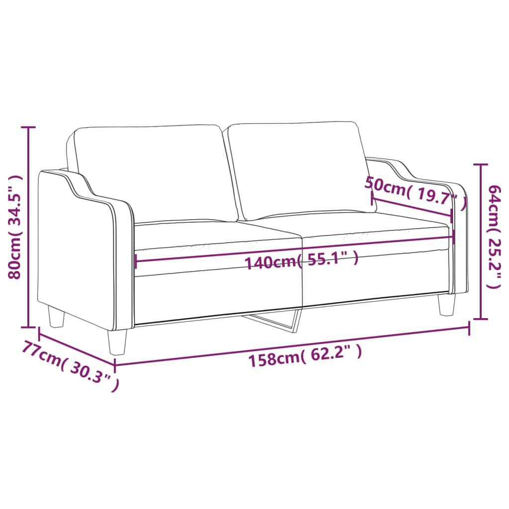vidaXL 2-Sitzer-Sofa Weinrot 140 cm Stoff
