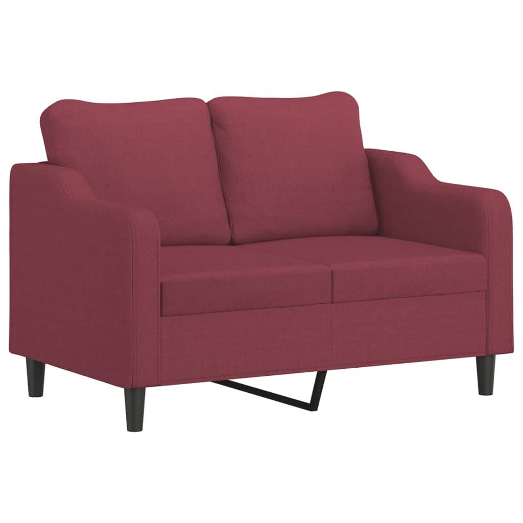 vidaXL 2-Sitzer-Sofa mit Zierkissen Weinrot 120 cm Stoff