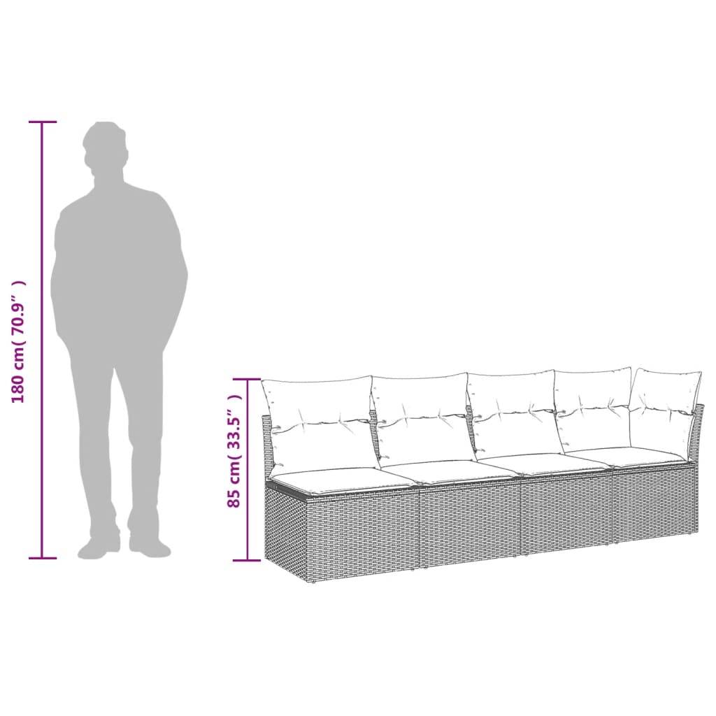 vidaXL Gartensofa mit Kissen 4-Sitzer Beige Poly Rattan