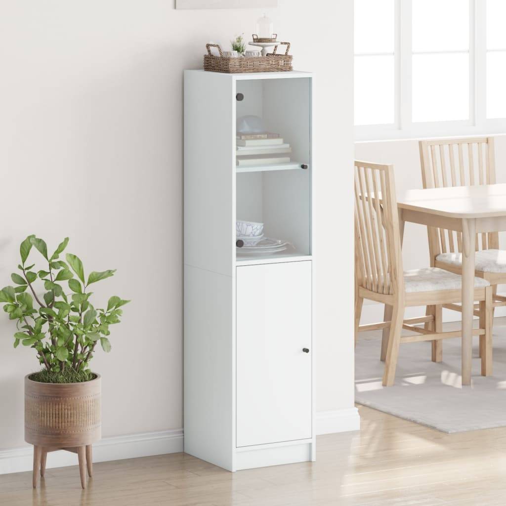 vidaXL Highboard mit Glastür Weiß 35x37x142 cm