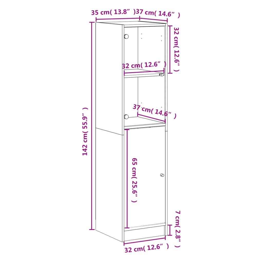 vidaXL Highboard mit Glastür Weiß 35x37x142 cm