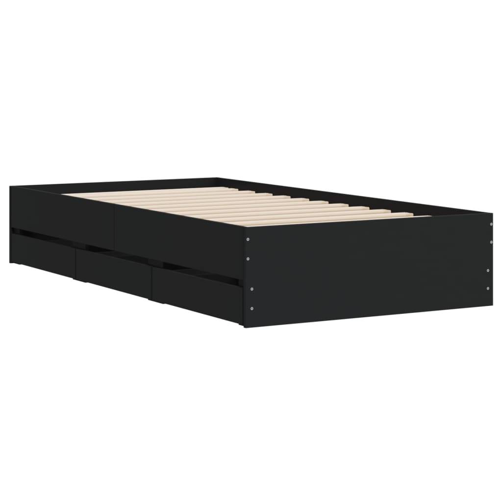 vidaXL Bettgestell mit Schubladen Schwarz 100x200 cm Holzwerkstoff