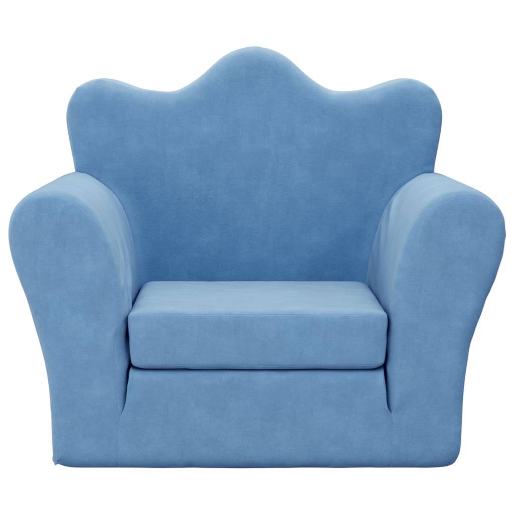 vidaXL Schlafsofa für Kinder Blau Weich Plüsch