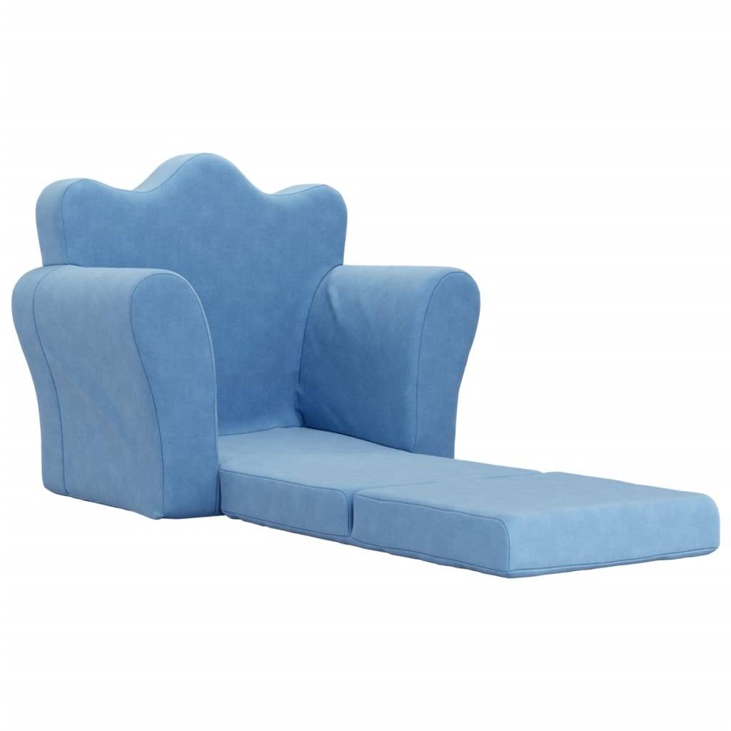 vidaXL Schlafsofa für Kinder Blau Weich Plüsch