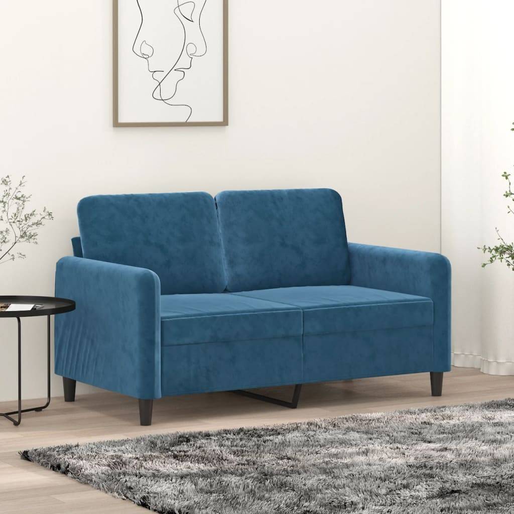 vidaXL 2-Sitzer-Sofa Blau 120 cm Samt