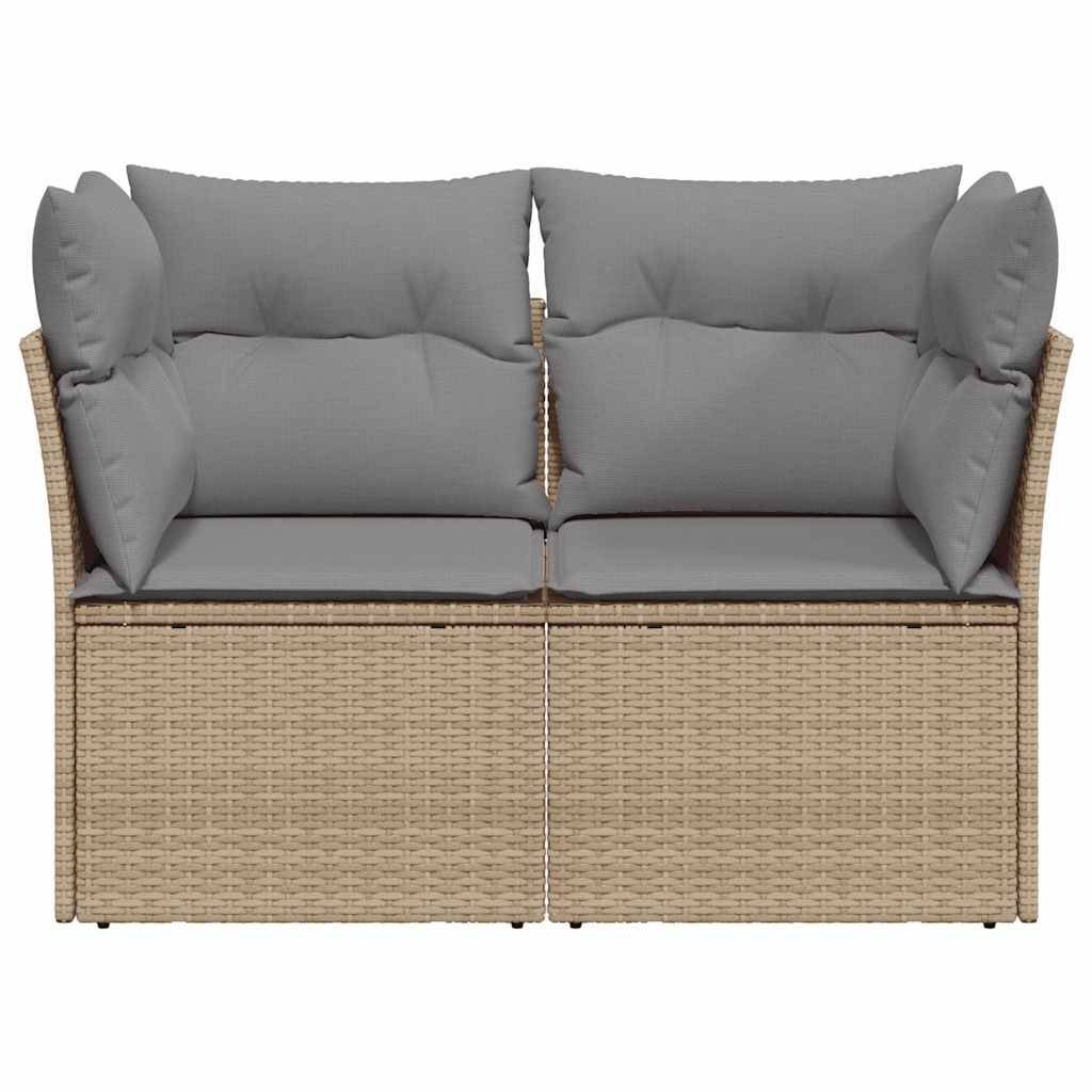 vidaXL Gartensofa mit Kissen 2-Sitzer Beige Poly Rattan