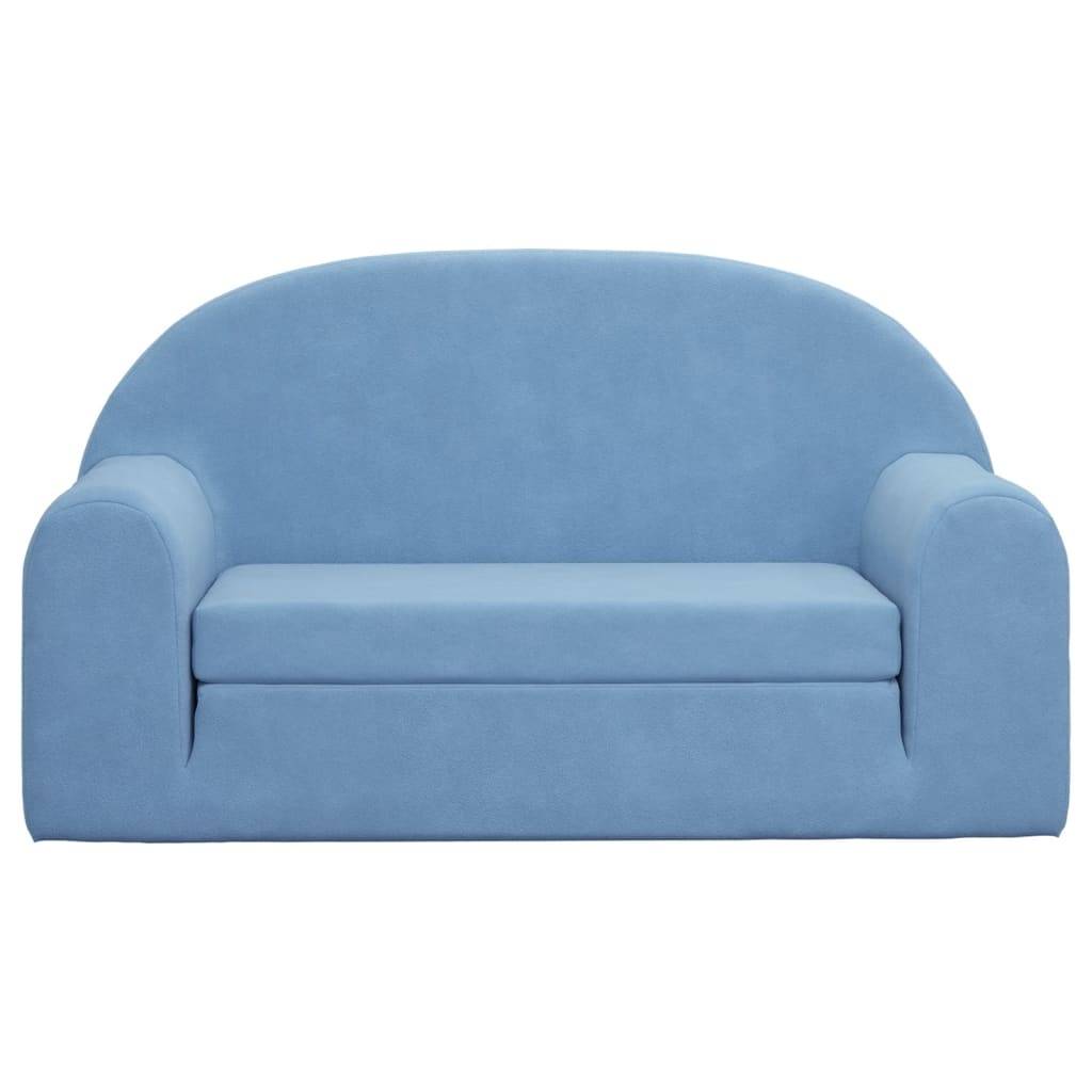vidaXL Kinder-Schlafsofa 2-Sitzer Blau Weicher Plüsch